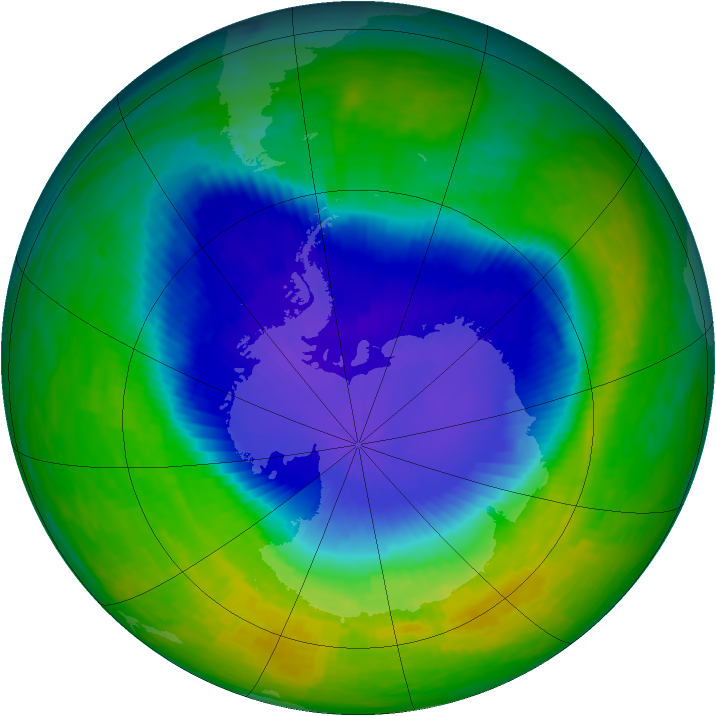 Antarctic ozone map for 08 November 1993